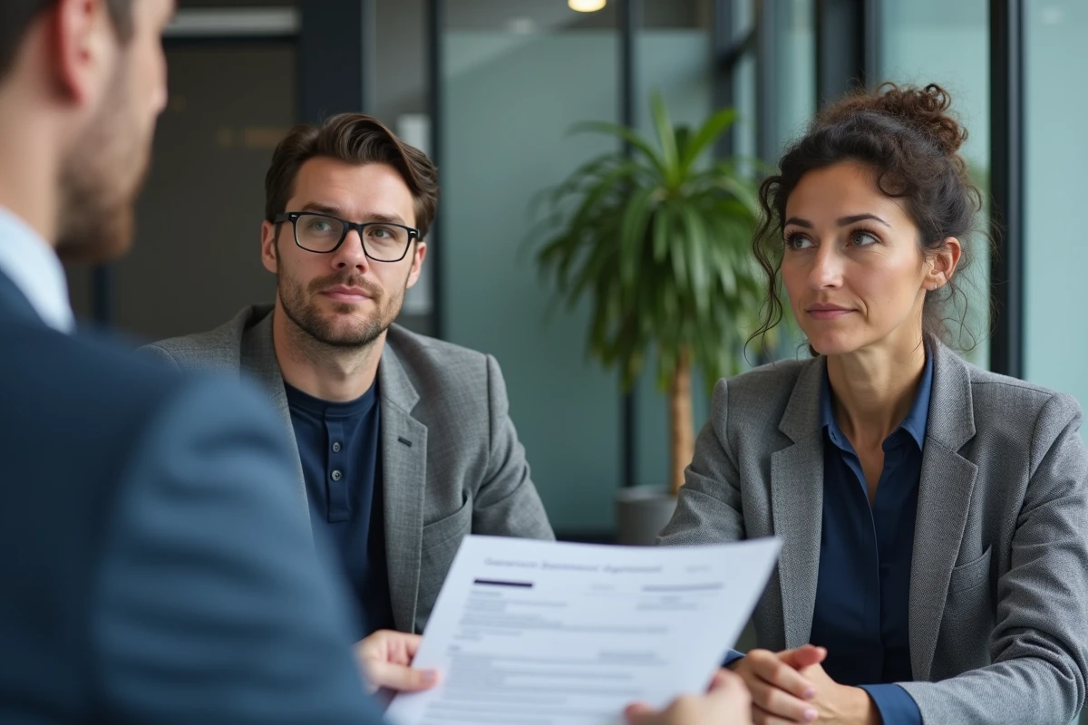 Une femme en consultation avec un conseiller en retraite dans une agence de protection sociale, discutant des périodes de chômage et de leur impact sur le calcul des trimestres assimilés
