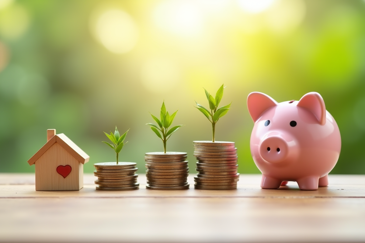 Portefeuille d investissements avec maisons et pièces de monnaie