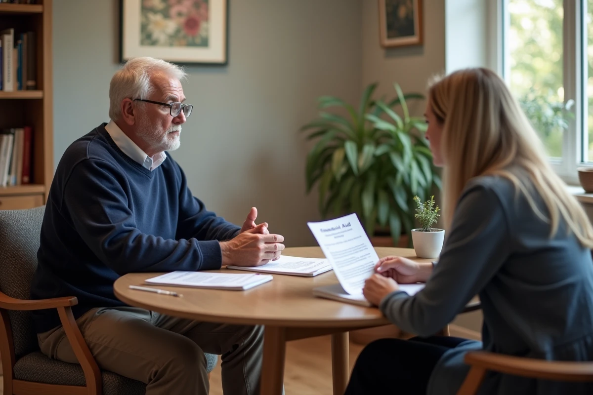 Travailleur social discute avec un homme sur l
